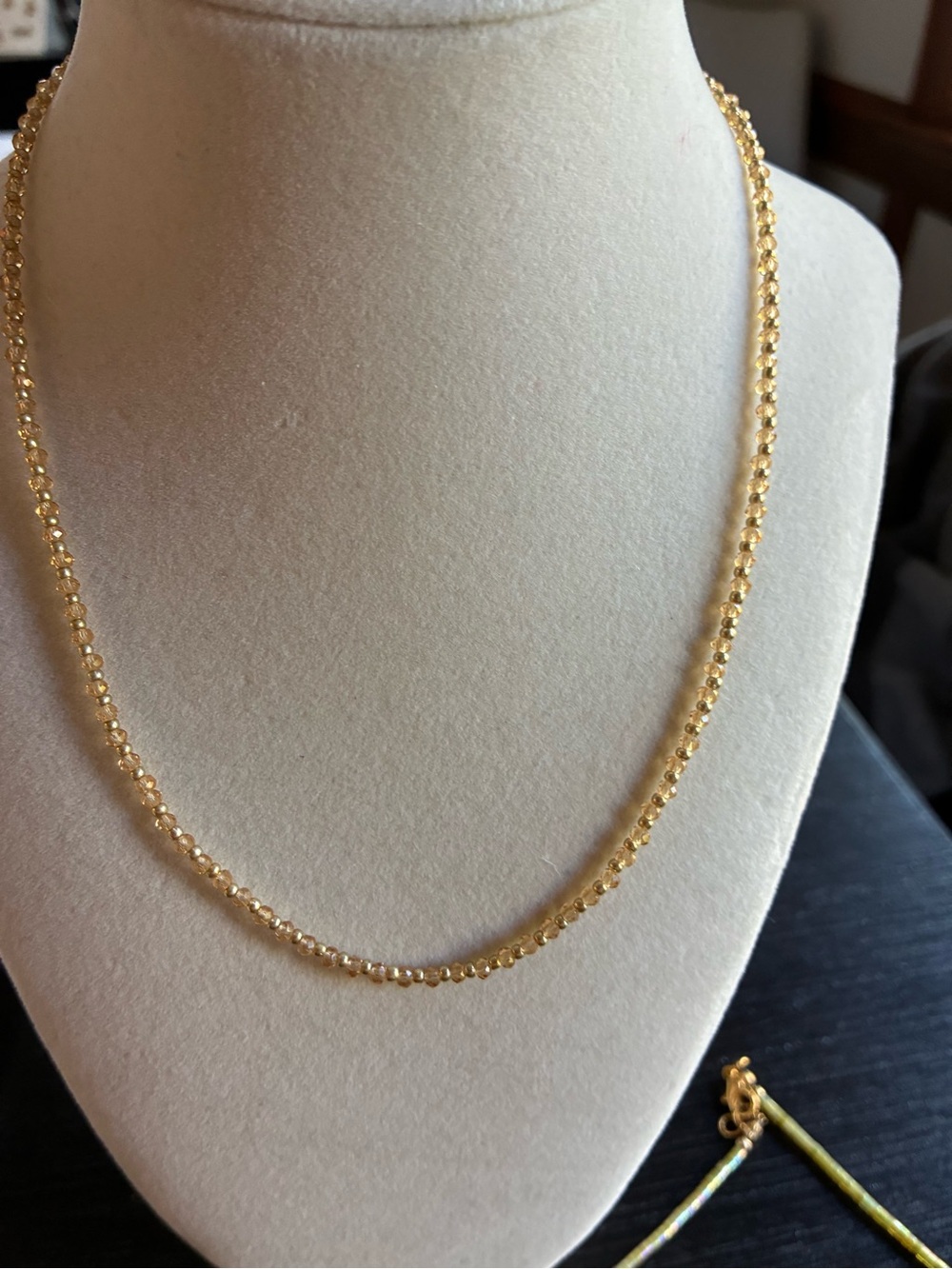 Amber and Gold Beaded Choker Necklace